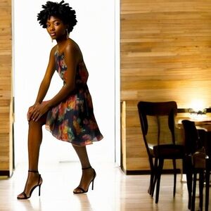 Joie Makana Women’s Silk Floral Halter Neck Sleeveless Fit & Flare Dress Size S